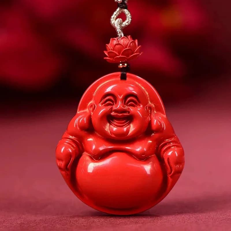 Luxury Red Cinnabar Maitreya Buddha Pendant Carving Natural Genuine Women's Jewelry Accessories Energy Gift Best…