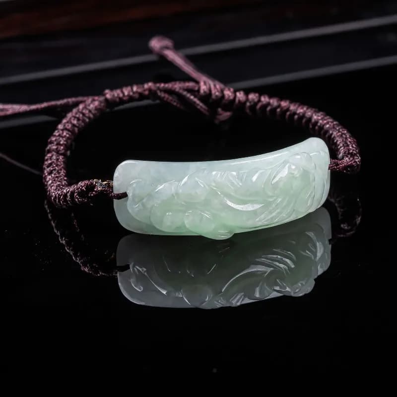 Burmese Jadeite Pixiu Bracelet Carved Hand Knitting Natural Jade Bracelet Bangle Accessories Fashion Vintage Real…