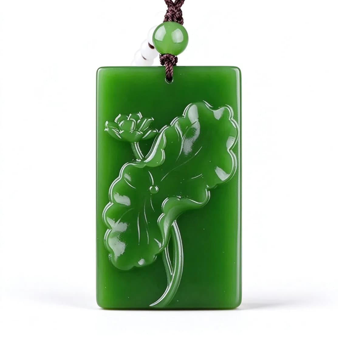 Natural Green Jade Lotus Pendant Necklace Flower Yoga Meditation Amulet Sweater Chain Jewelry Women Daily Wear…