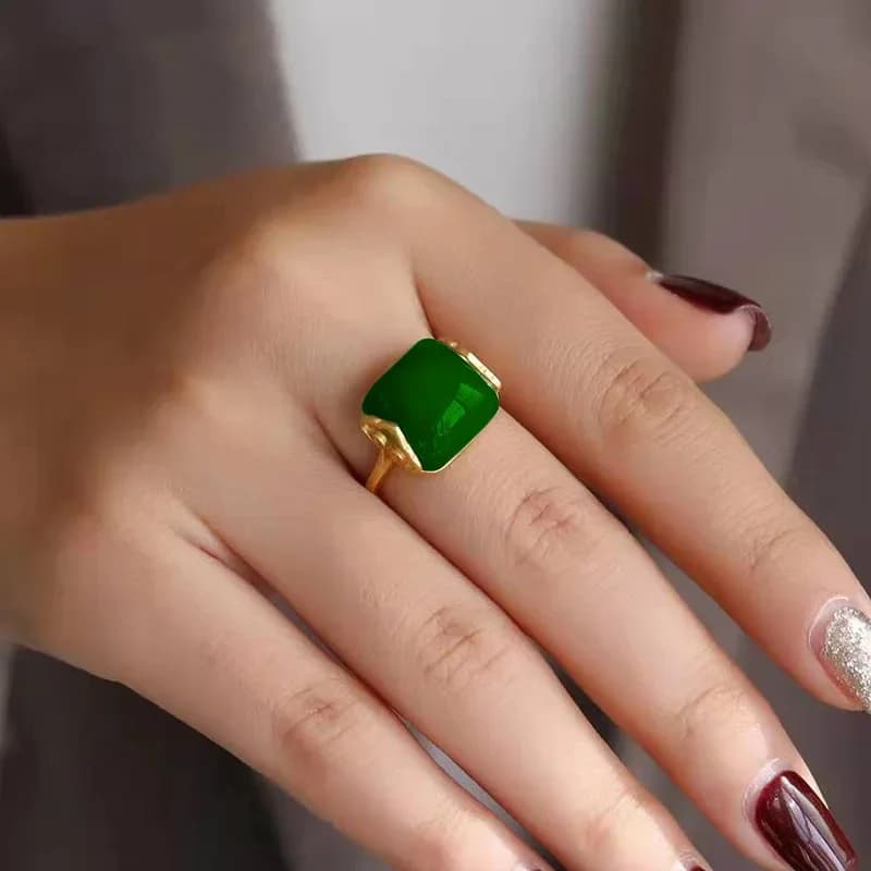 Natural Hetian Jade Ring Fashion Jewelry Lucky Chalcedony for Amulet Women Gifts