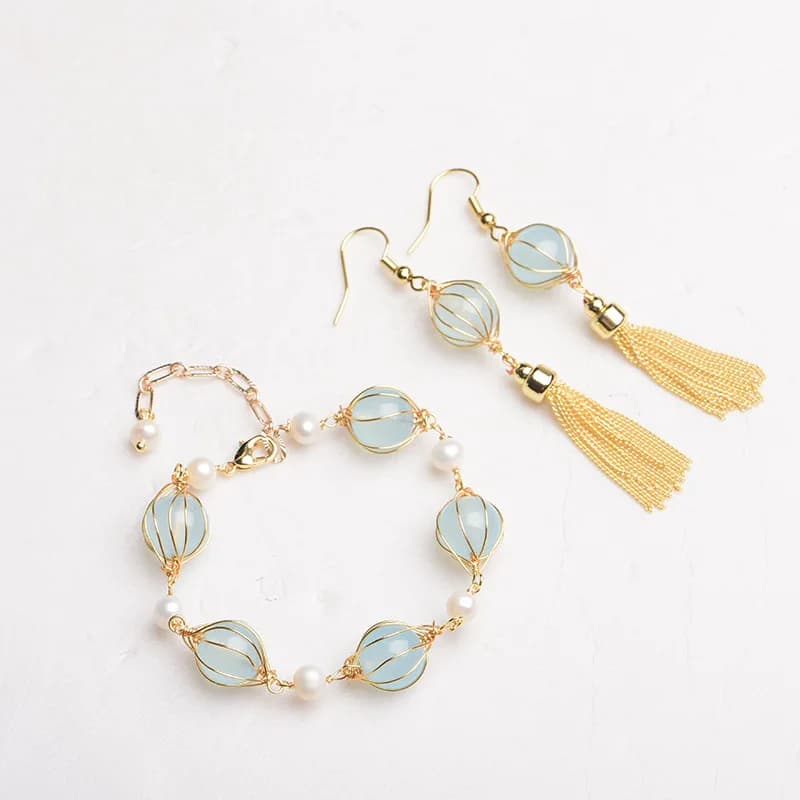 Blue Natural Jade Bead Earrings Fashion Accessories Amulet Vintage Bracelet Real Jewelry Charm Lucky Designer