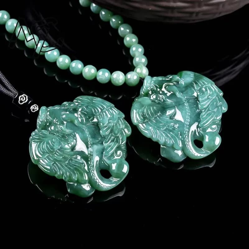 Natural Real Emerald Blue Water Flying Apsaras Pixiu Pendant Myanmar Jadeite Necklace Jewelry Charm Luxury Amulet…