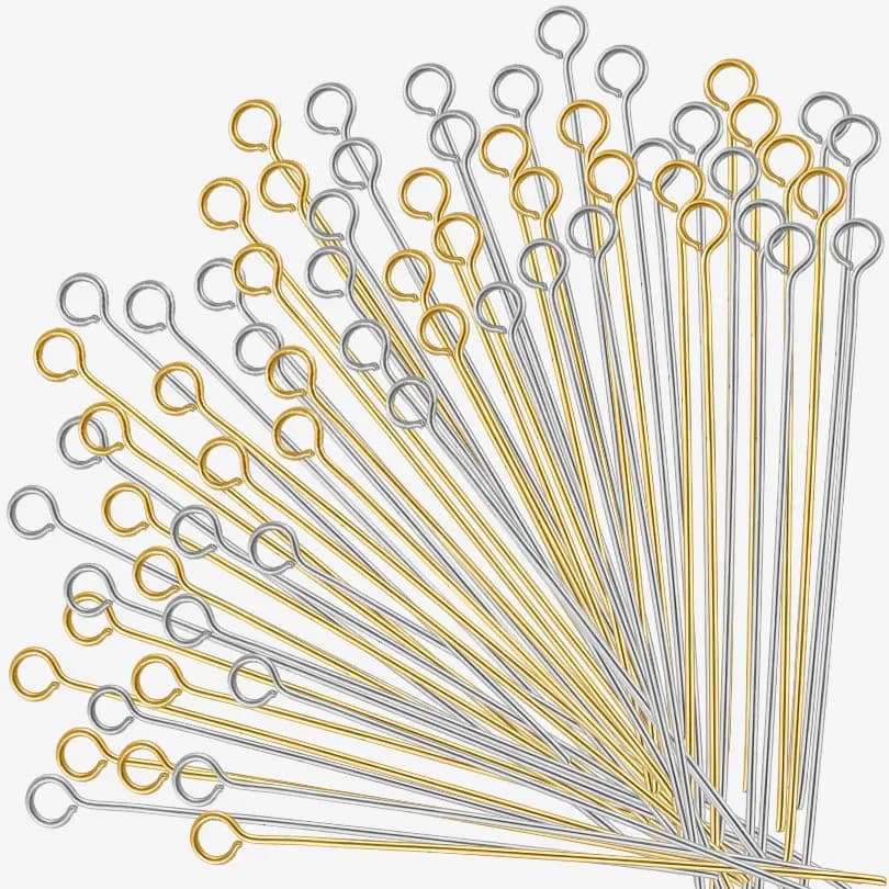 50pcs/lot 304 Stainless Steel Open Eyepins Loop Pins Headpins Findings 15-70mm Length for Jewelry Making Necklace…