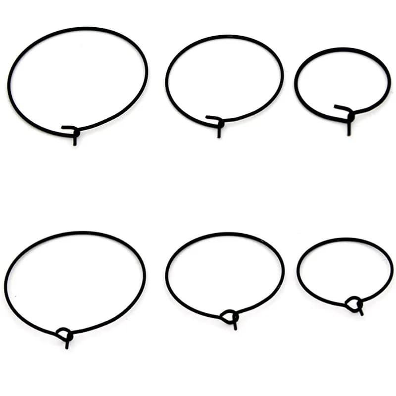 20Pcs 316 Stainless Steel Black Plated Hoops Earrings Big Circle Ear Wire for DIY Dangle Earring Jewelry Making Supplies