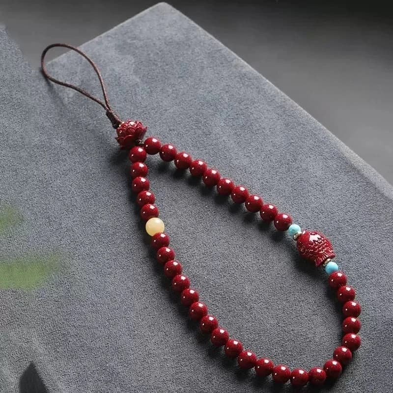 Real Cinnabar Mobile Phone Pendant Bracelets Amulet Natural Jewelry Bangle Talismans Vintage Accessories Carved Gemstone Gifts