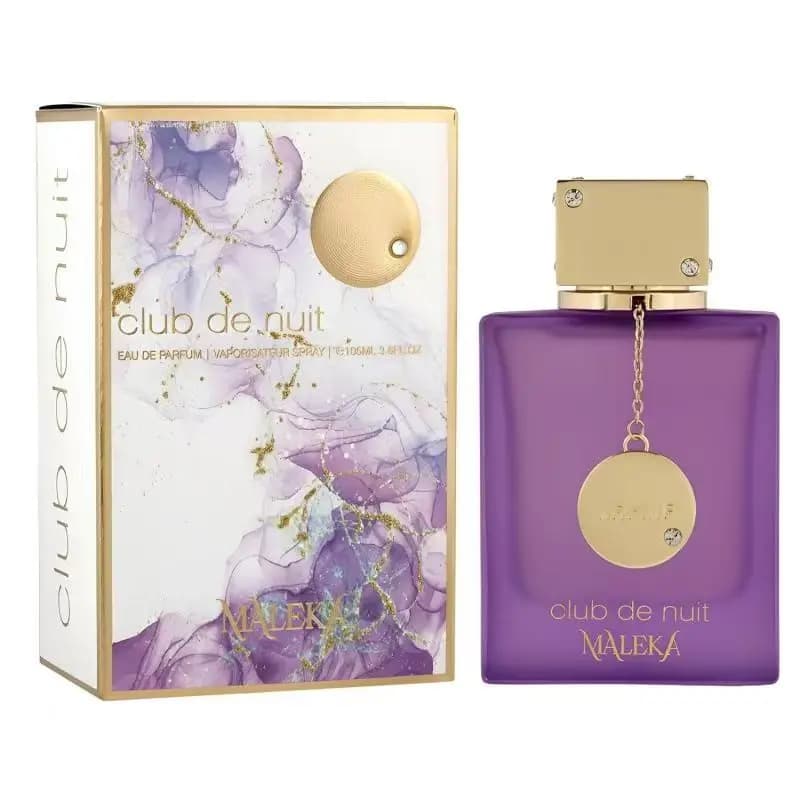 Armaf Club De Nuit Maleka Women’s Eau De Parfum, EDP Concentrated Perfume, Long-Lasting Fragrance, Matte Purple Square Bottle With Gold Pendant, Bergamot, Orris, Praline And Sandalwood, For Ladies Who