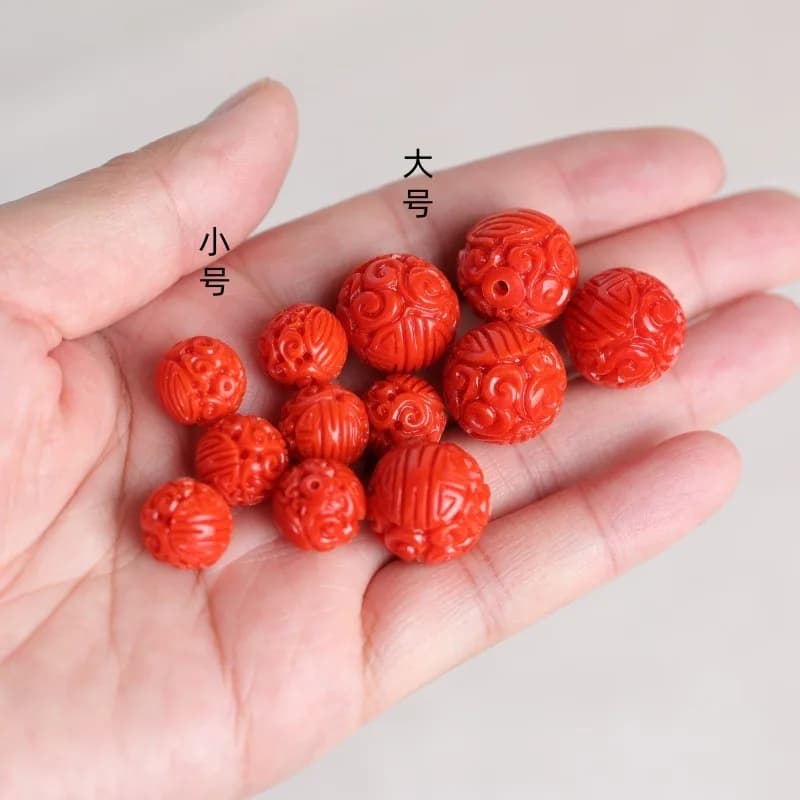 5Pcs Carved Dragon Round Beads Bright Red Loose Spacer Beads Stone Beads for DIY Bracelet Necklace Pendant Jewelry…
