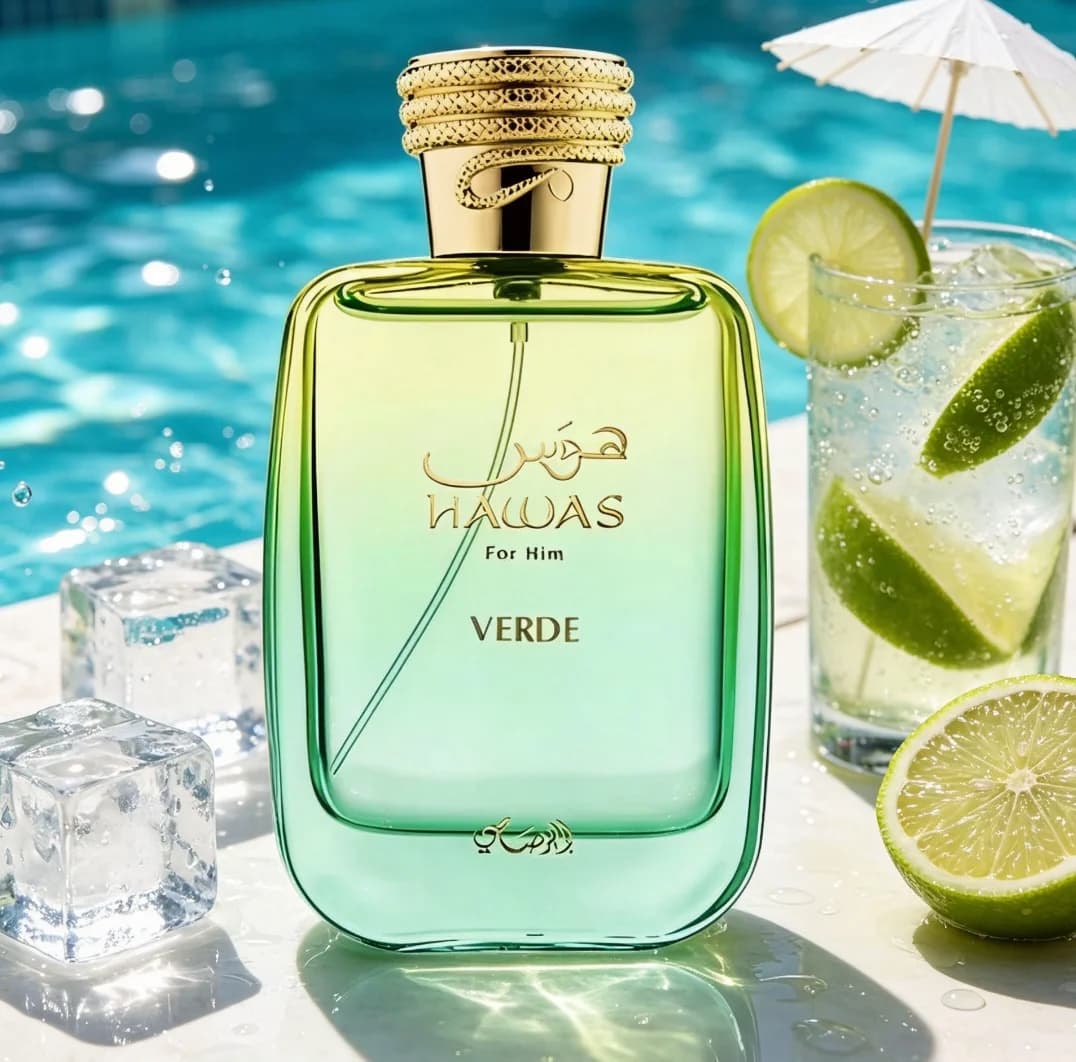 Hawas Verde For Him Perfume 100Ml, Light‑Luxury Green Men Fragrance, Fresh Lemon Blends Bergamot, Crisp Apple Matches Basil Cedarwood Oakmoss, Clean Transparent Layers, Highlight Natural Premium Taste