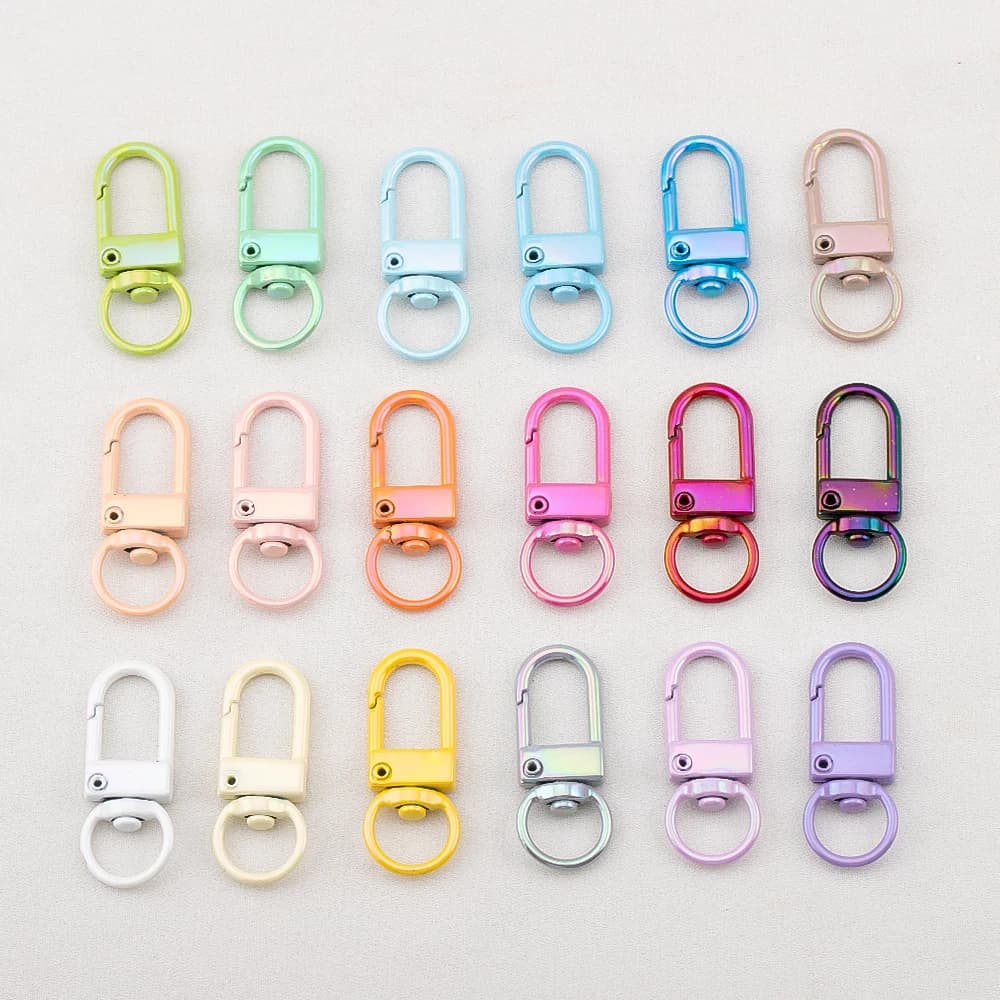 10pcs Electroplating Illusion Color Snap Lobster Clasp Hooks For DIY Colorful Trinkets Making Rotating Pet Keychains…