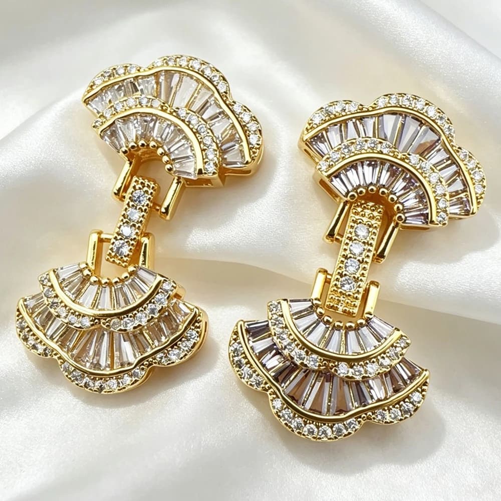 Juya 18K Gold Plated Decorative Sector Fastener Connector Lock Clasps Accessories For DIY Needlework Beads Pearls…