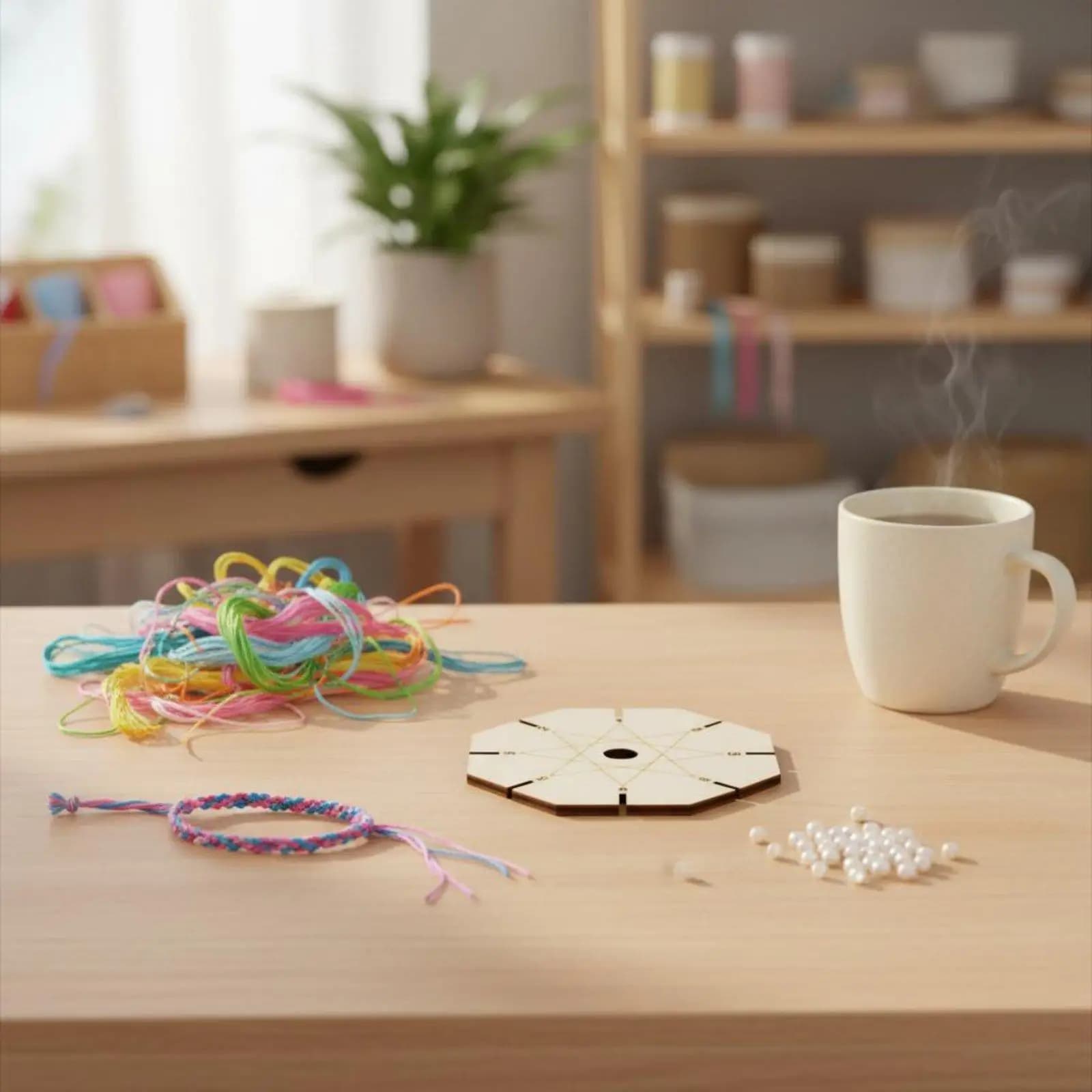 Wooden Braiding Disc Plate Handmade Round Braiding Disc Portable Friendship Bracelet Maker for Crafters, Beginners