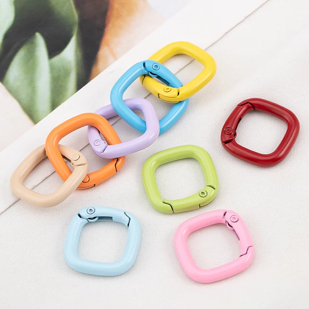 New 1/2/10pcs Alloy Candy Color Square Spring Buckle For DIY Dopamine Color Necklace Bracelet Jewelry Hooks Keychain Buckle
