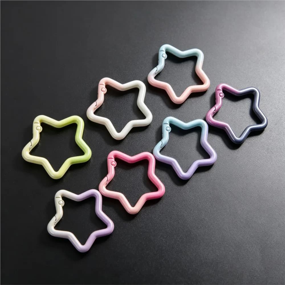 5PCS Gradient Star Shape Spring Ring Clasp Colorful Alloy Openable Key Rings for DIY Jewelry Bag Charms Keychain…