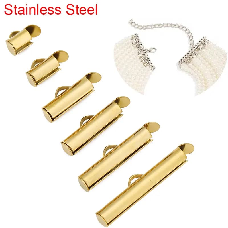 10pcs Never Fade Stainless Steel Slide Tube Lock Clasps For Multi Layer Necklace End Clasps Hooks Diy Jewelry Making Findings