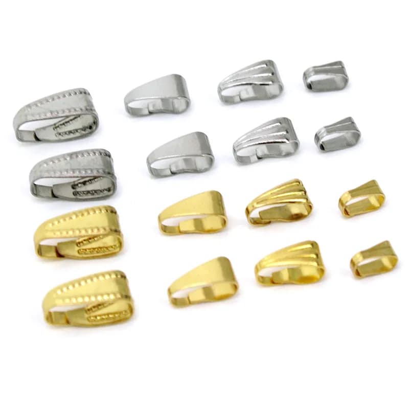 50Pcs Stainless Steel Pendant Clips Pinch Bail Clasp Connectors Necklace Hooks For Jewelry Making Findings Accessories…