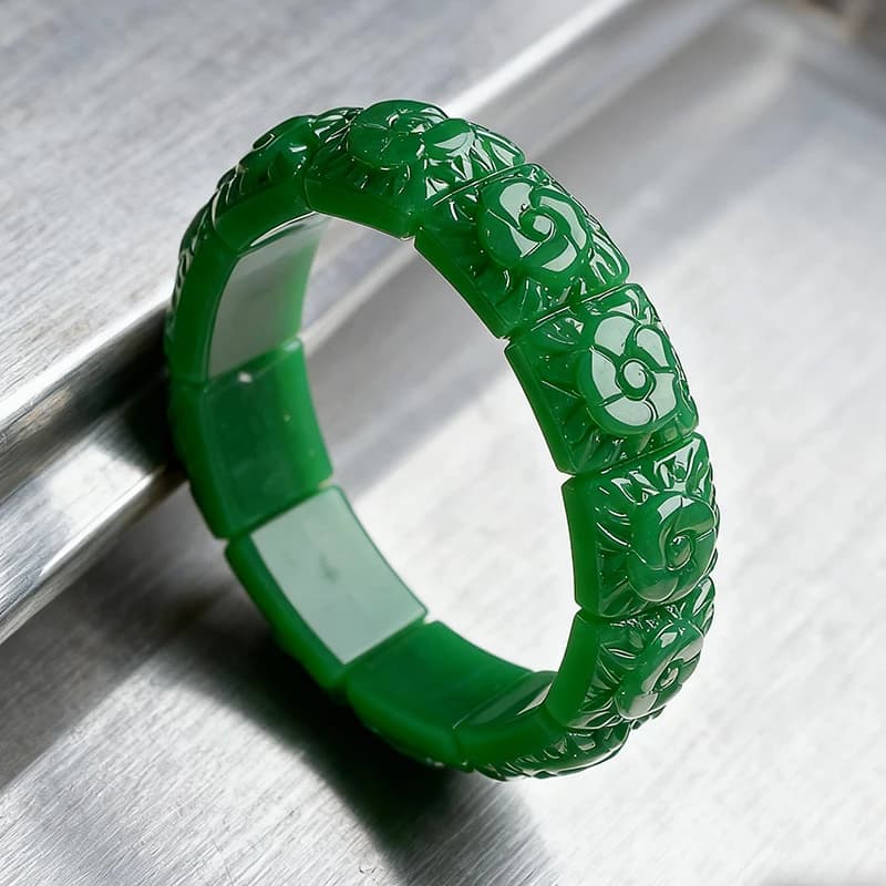 Real Jade Flower Bracelet Bangle Designer Vintage Natural Jewelry Gifts for Women Talismans Charm Luxury Accessories…
