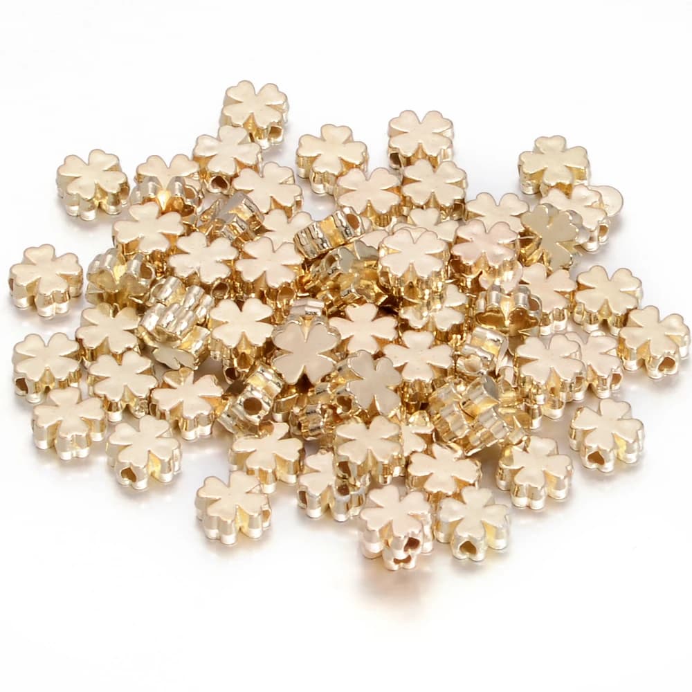 100/200pcs CCB Lucky Four Leaf Clover Beads 6/8mm Loose Spacer Beads For Bracelet Necklace For DIY Jewelry Making…