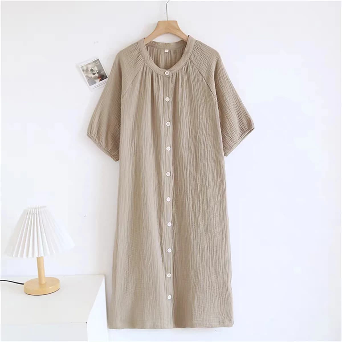 Korean Casual Loose Single Breasted Long Cardigan Summer Elegant Retro Cardigan Jacket Solid Color Women's Cotton…