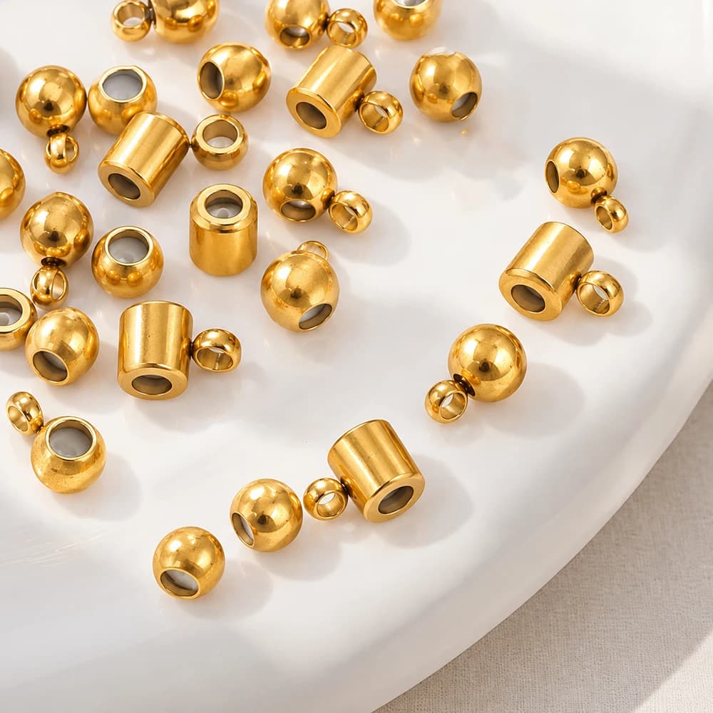 10pcs Stainless Steel Stopper Bead for Earring Necklace Bracelet Jewelry Making DIY Non-Slip Gold Silicone Spacer Bead…