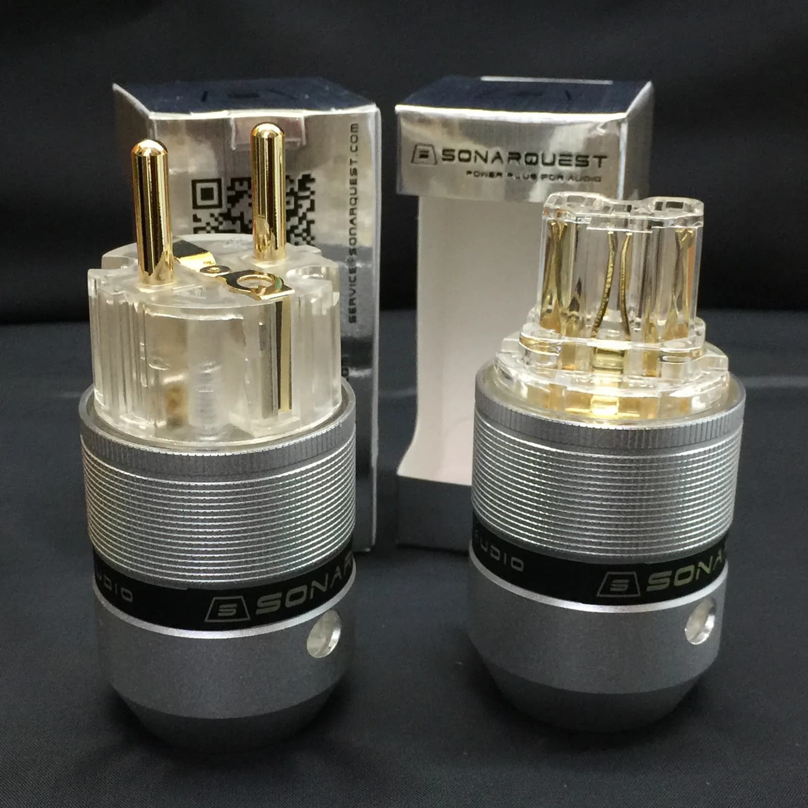 High Quality Power Connector Aluminum Alloy EU 24Gold E25-G(T)+C25C(T) Schuko Male & Female IEC Diy HIFI Audio