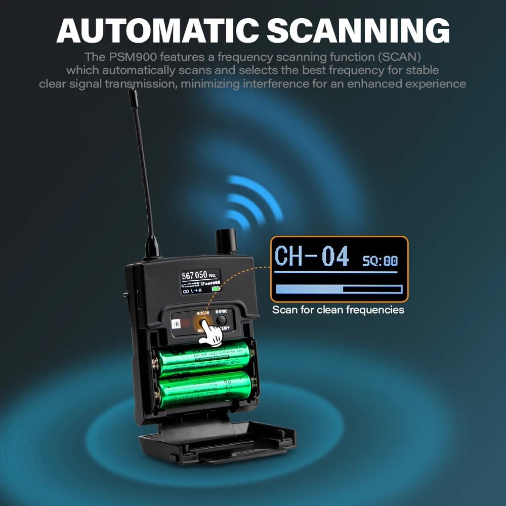 32-Channel Wireless In-Ear Monitoring System Automatically Paired Stereo IEM System, Stage Return, Waist Pack Type for…