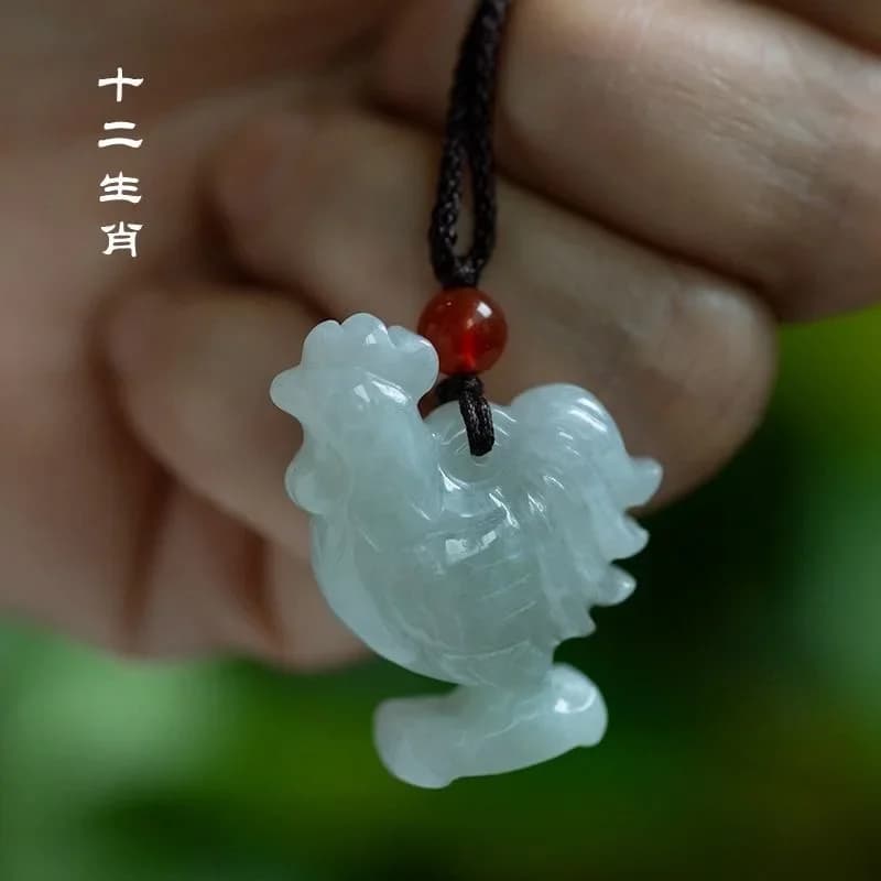 Natural Emerald Chinese Three dimensional Zodiac Pendant Necklace Jewellery Fashion ccessories Hand-Carved Man Woman mulet Gifts