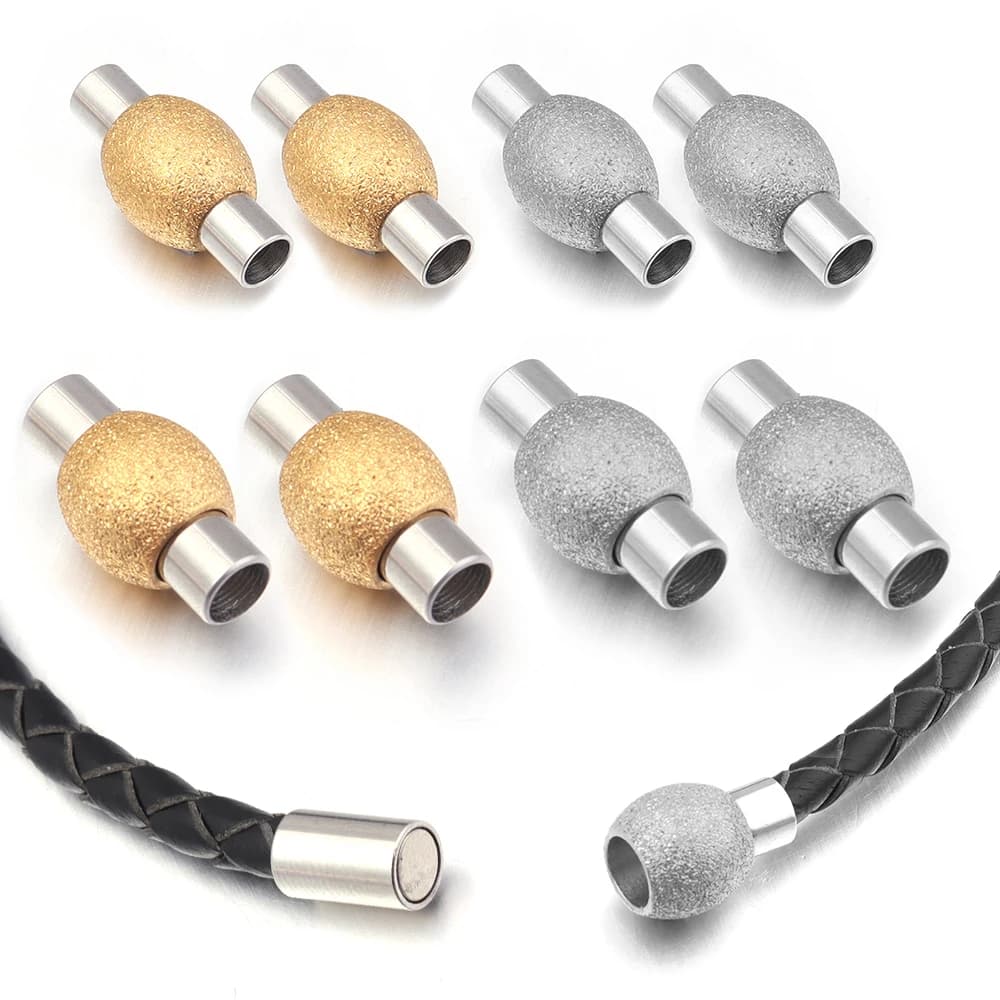 Stainless Steel Strong Magnetic Clasps Matte Oval Round Magnet Buckles End Connectors For DIY Jewelry Making Bracelet…