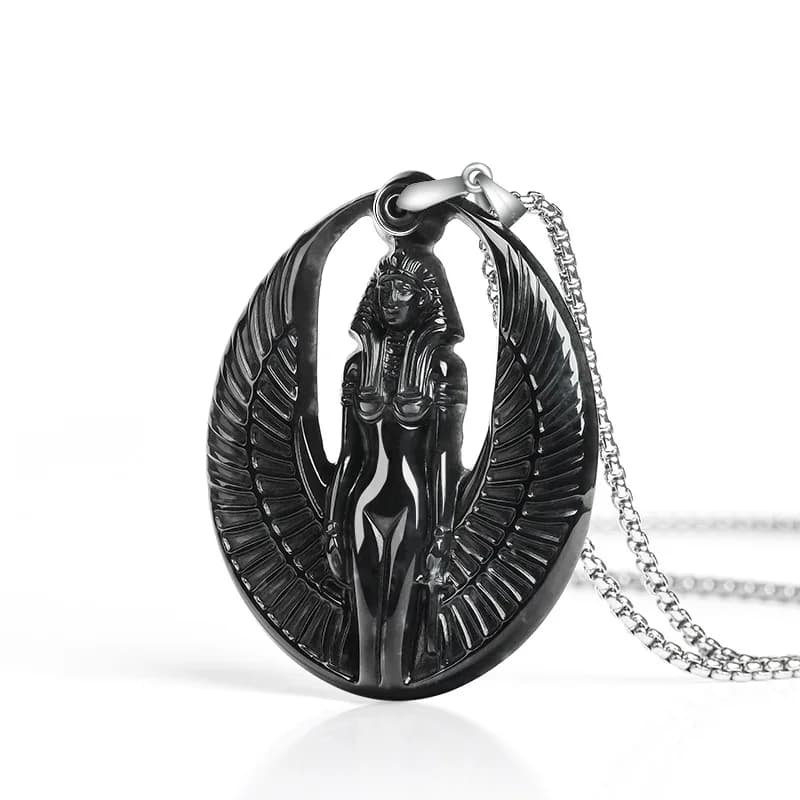 Myanmar Jadeite Isis Pendant Necklace Natural Jewelry Charm 925 Silver Amulet Real Jade Vintage Talismans Gifts for Women