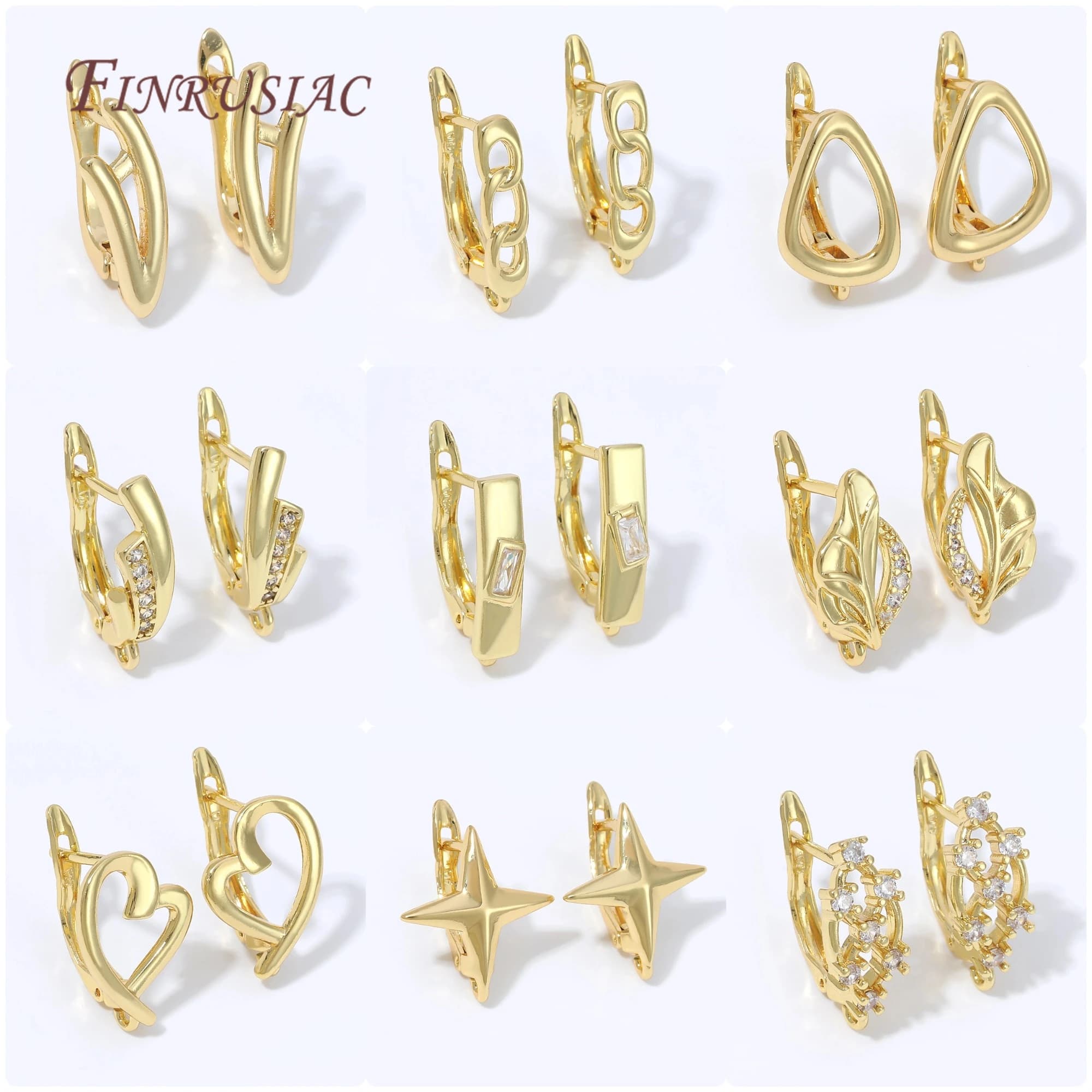 18K Real Gold Plated Lever Back Earrings,French Clasps Earring Hooks with CZ For Jewelry Making DIY Earring Findings…