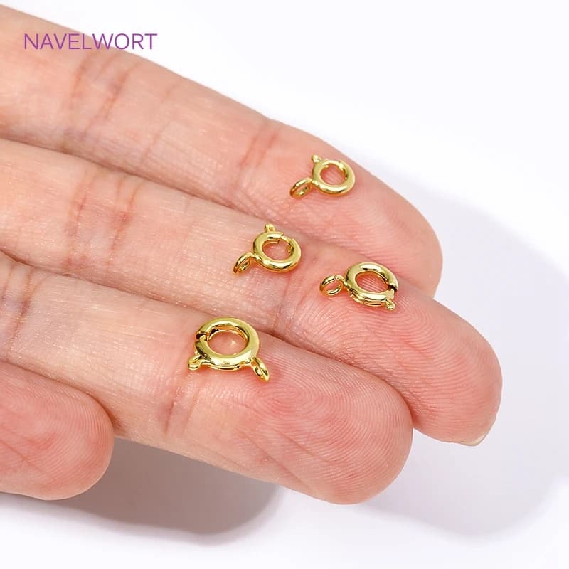 14K/18K Gold Plated Brass Spring Clasps,5/5.5/6/7mm Round Spring Clasps Connector,Clasps For Bracelets ,DIY Jewelry…