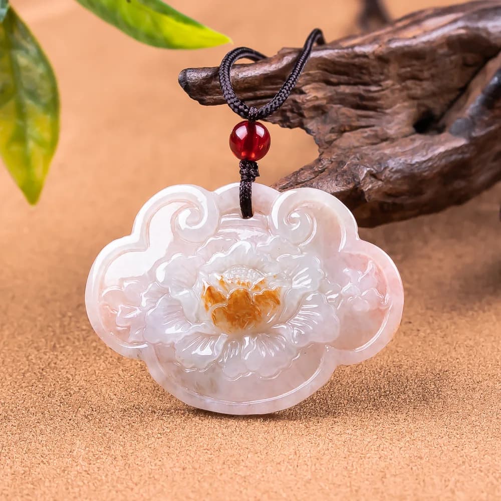 Natural Real Emerald White Jade Auspicious Clouds Ruyi Lock Pendant Myanmar Jadeite Necklace Jewelry Charm Designer Lucky