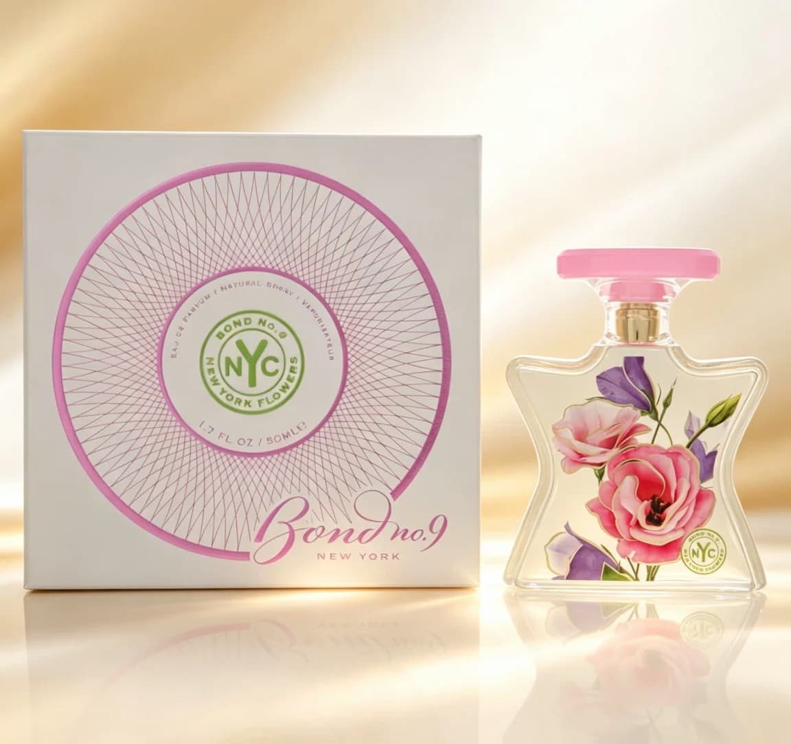 Bond No.9 New York Flowers Perfume,100Ml, Luxurious Fruity Floral Scent.Anjou Pear, Clementine, Kir Royal Accord,Creamy Sandalwood, Amber, Iris,Exquisite Gift Box. Premium Present For Ladies On Birthd