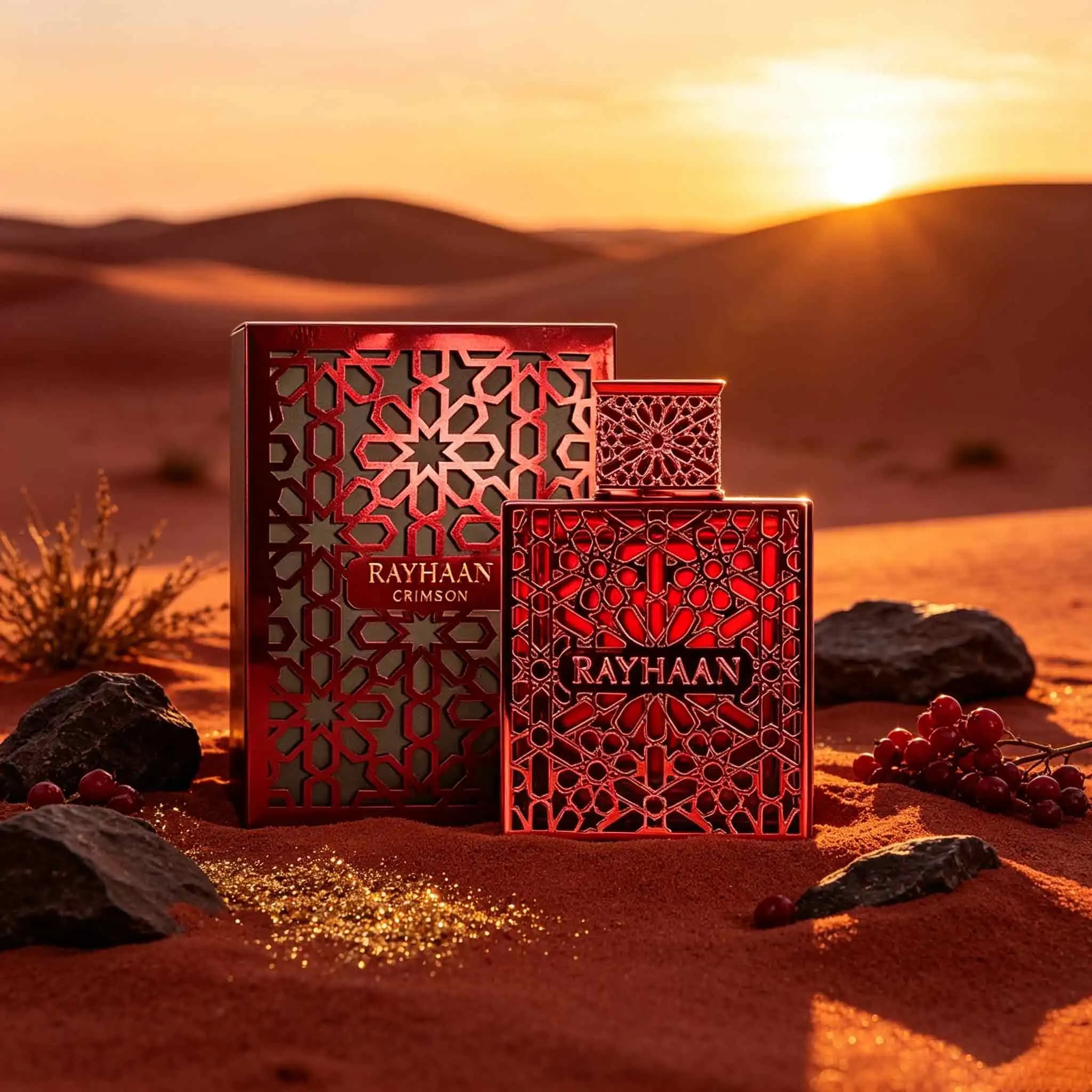 Rayhaan Red 100Ml Edp, Luxurious Eye‑Catching Red‑Gold Hollow Carved Bottle. Powerful Grand Scent, Ideal For Personal Collection Or Presenting As Premium Gifts.