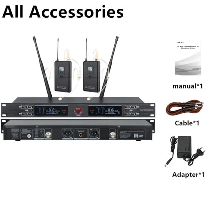 640-690MHz UR-2000-H Dual Channel Skin Black Outdoor Wireless Head Mic Mic Cordless Wireless Headset Wireless…