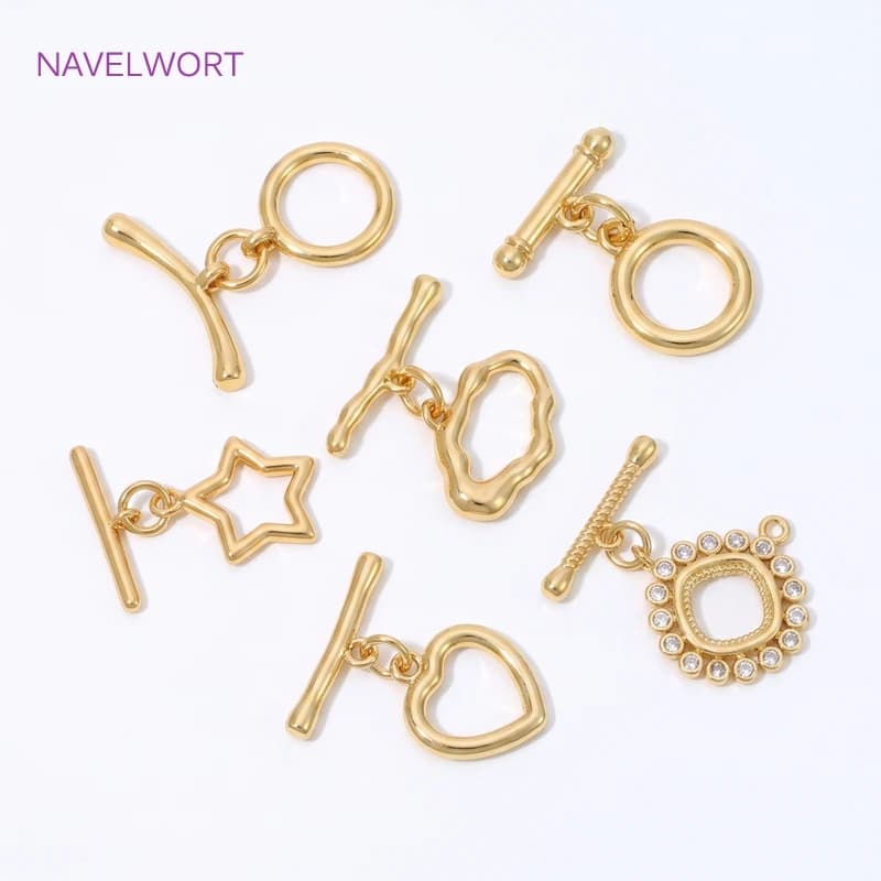 18K Gold Plated Brass Toggle Clasps Connector,Round OT Clasps For Jewelry Making,Clasps For Bracelet,DIY Jewelry…