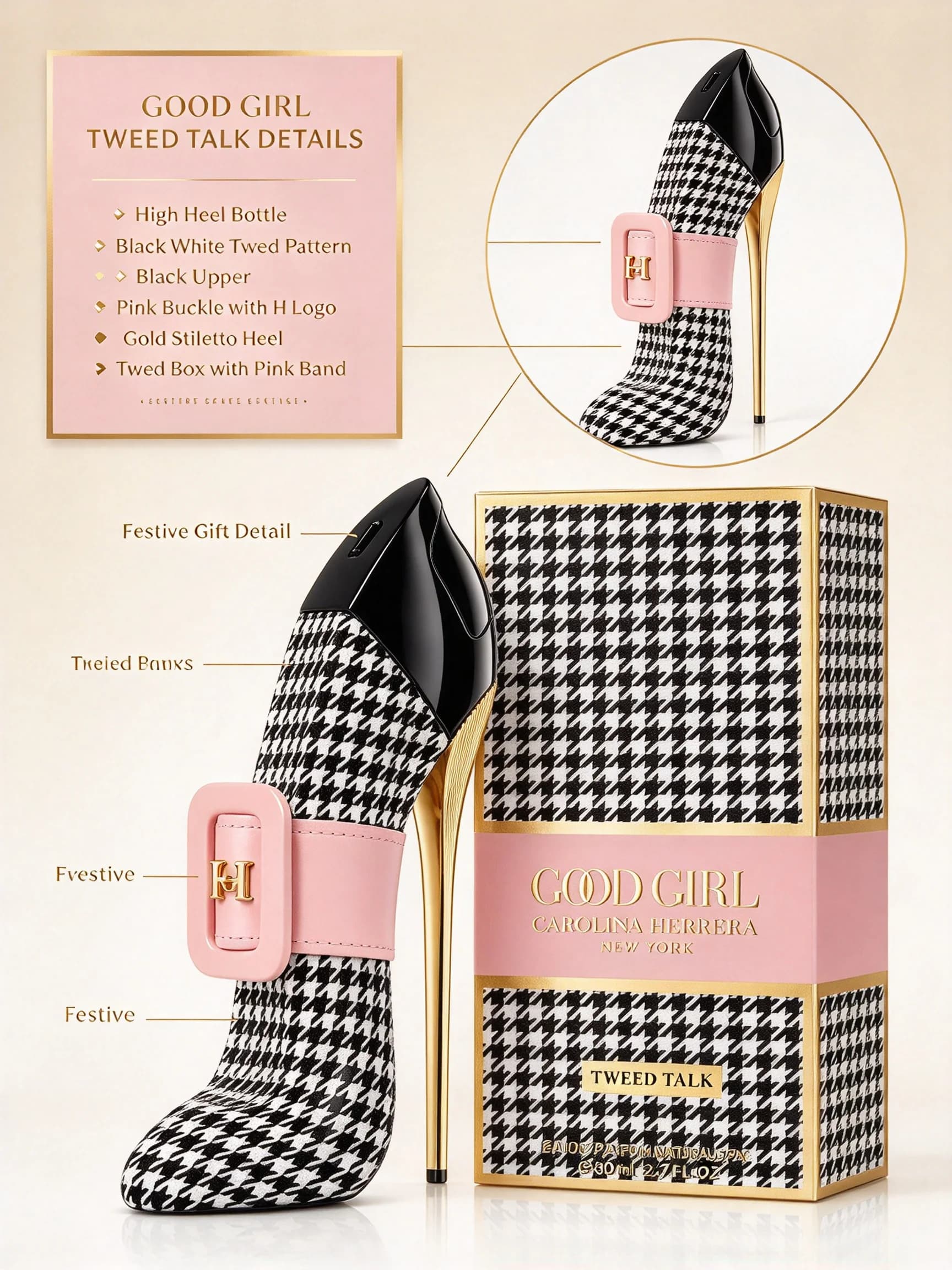 Carolina Herrera Good Girl Tweed Talk Women's EDP, 2.7 fl oz/80ml, 1 Bottle, Floral Vanilla Amber Elegant Long Lasting Perfume, Birthday Anniversary Gift for Her, Fall Halloween Thanksgiving Black Fri