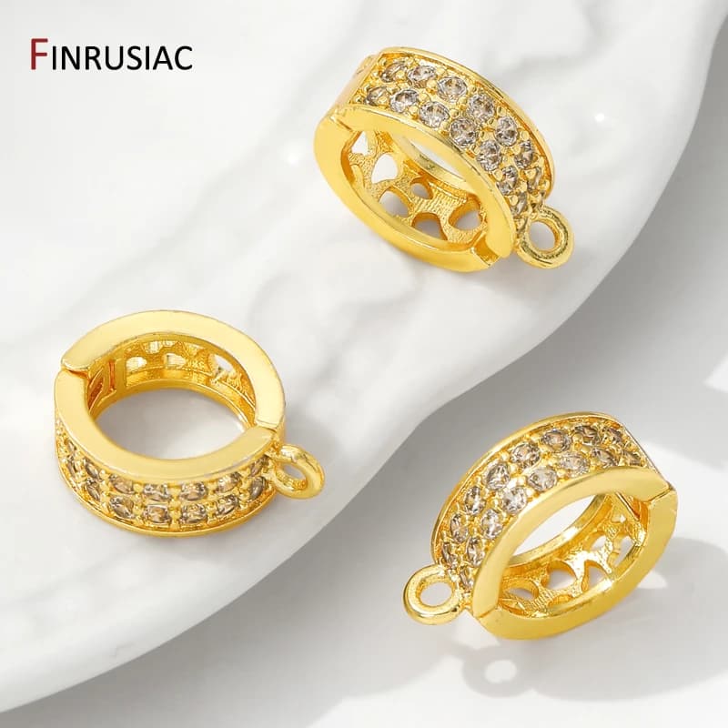14/18K Gold Plated Brass Zircon Openable Pendant Bales Bails Hooks For DIY Pendant Crystal Agate Jewelry Making Supplies