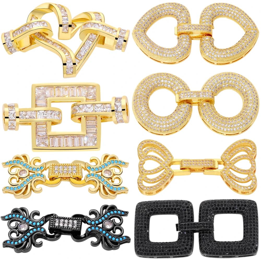 Juya 18K Real Gold Plated Creative Accessories Closure Fasteners Lock Clasps For DIY Women Luxury Baroque Pearls Jewelry Making
