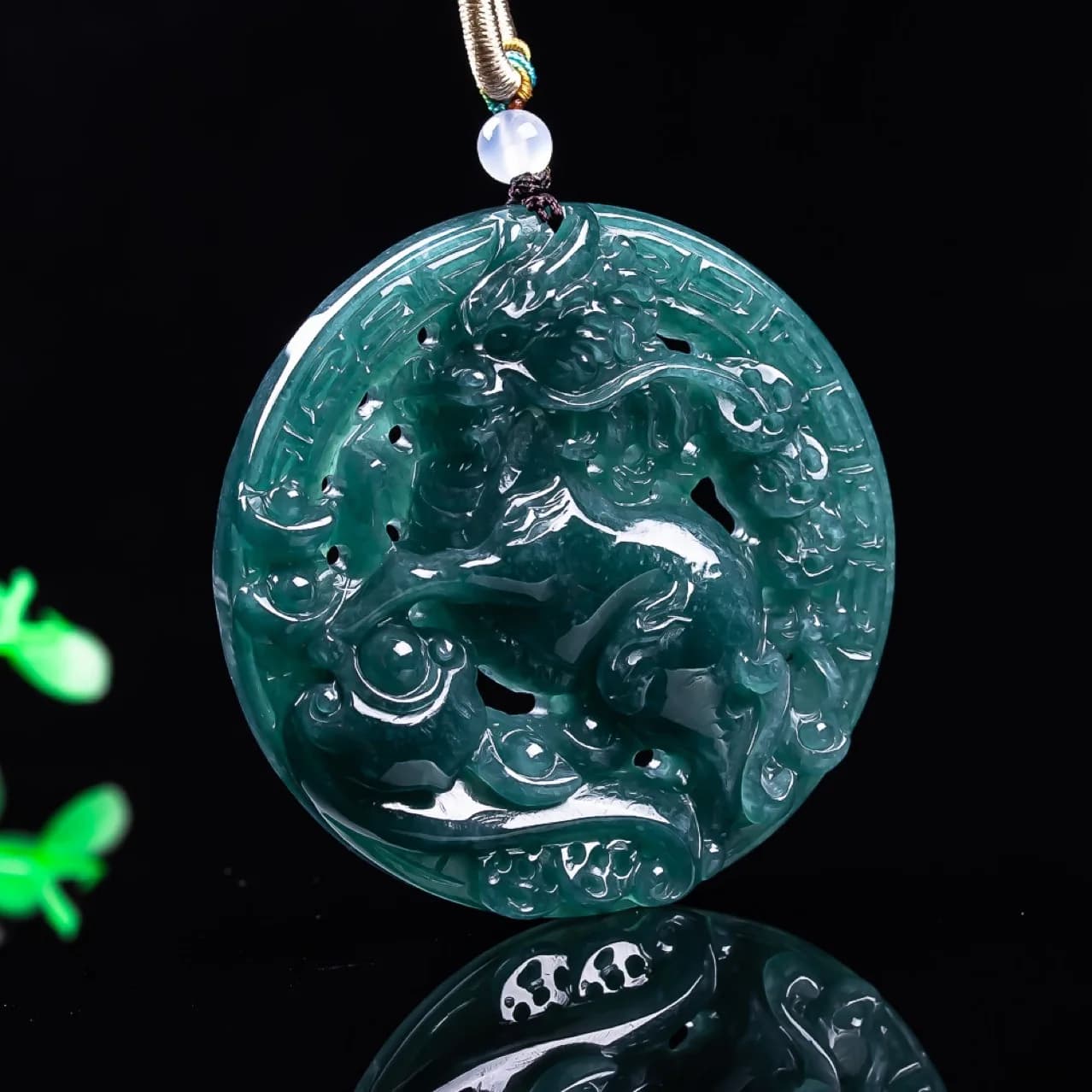 Myanmar Jadeite Dragon Pendant Necklace Vintage Real Jade Accessories Fashion Luxury Talismans Natural Jewelry Carved Amulet