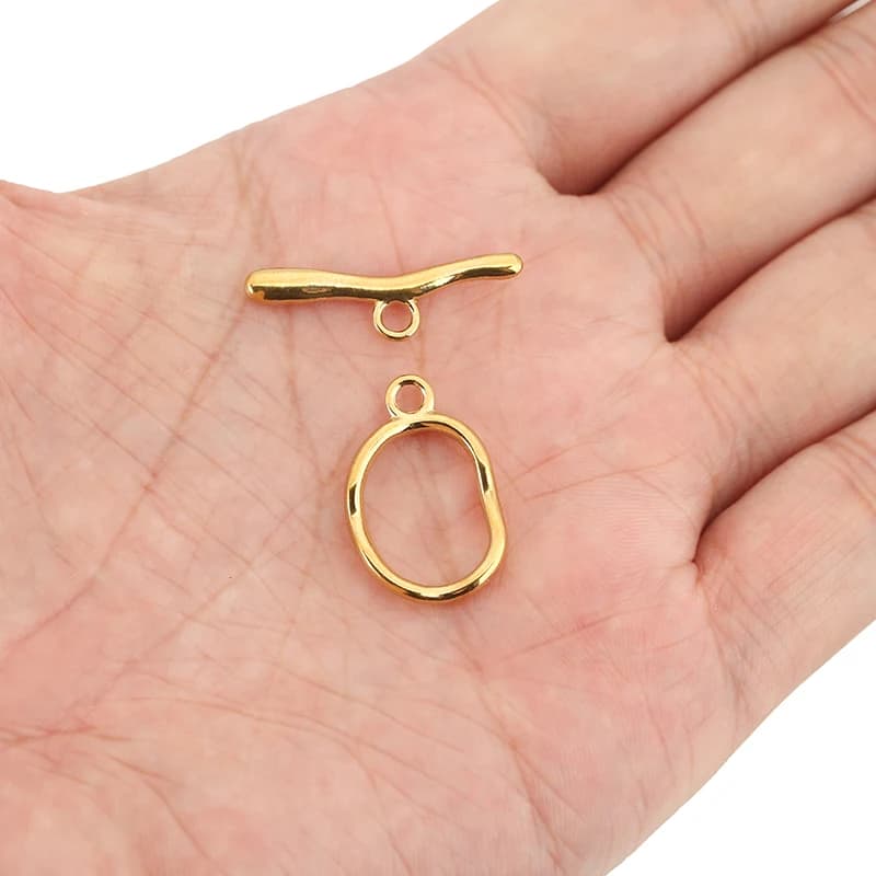 2sets Stainless Steel OT Toggle Necklace Clasps Findings Golden Bracelet Clasp Buckle Hooks End Connectors Diy Jewelry Making