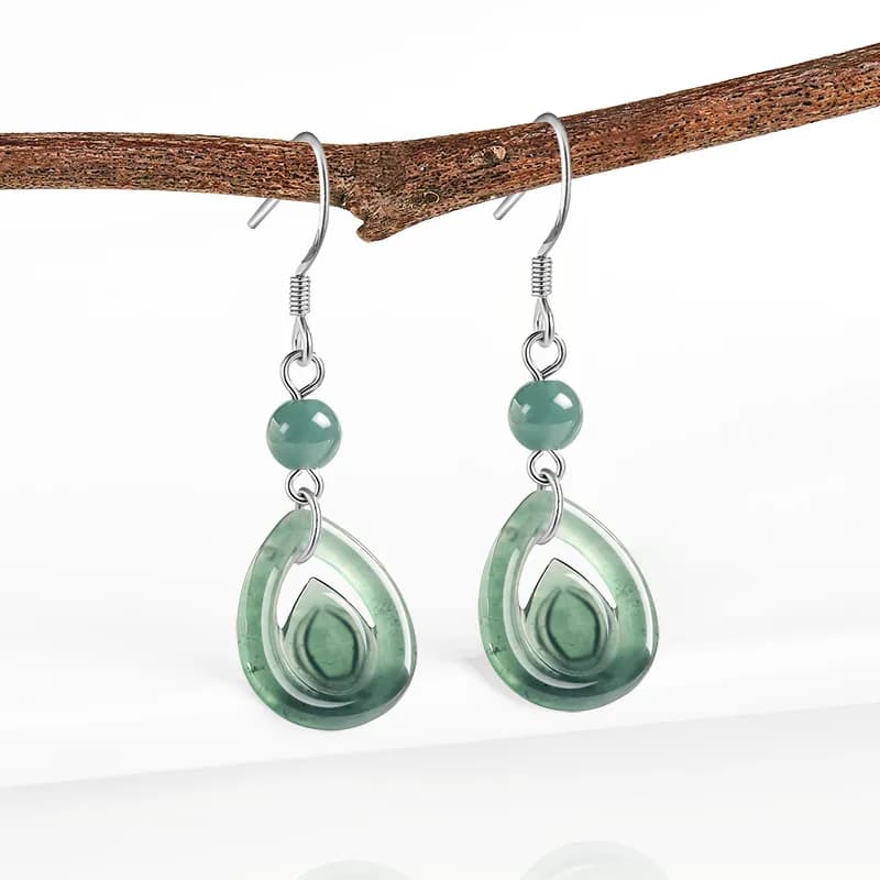 Blue Myanmar Jadeite Water Drop Earrings Energy Natural Burmese Jade Gifts for Women Lucky Luxury Real Jewelry