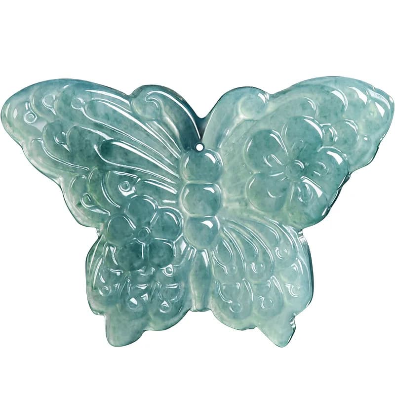 Natural Burmese Jadeite Butterfly Pendant Necklace Luxury Accessories Gemstone Real Jade Fashion Vintage Gifts for Women