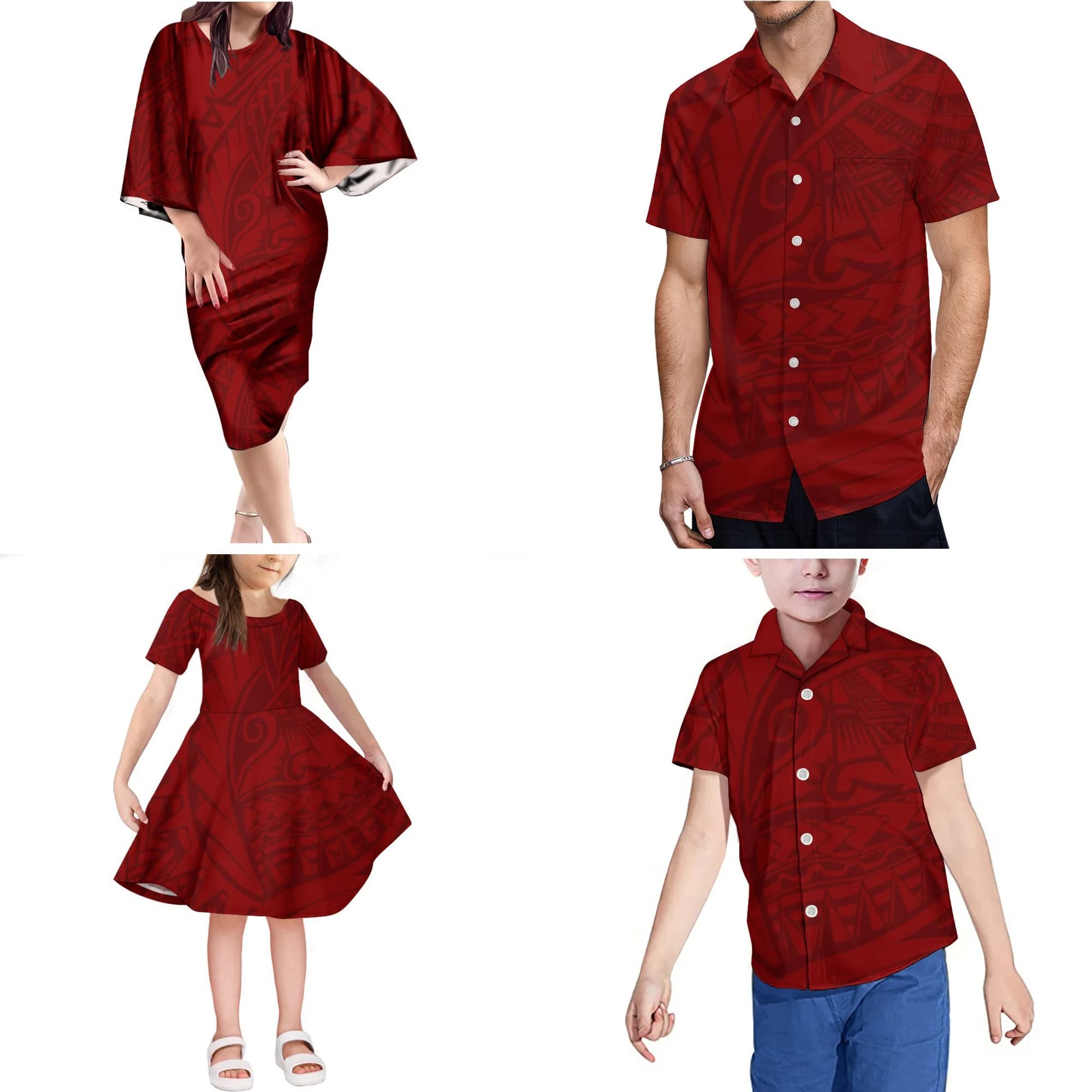 Factory Wholesale Custom Polynesian Tribal Hawaii Dress Round Neck Butterfly Sleeve Dress Plus Size Women Clothing