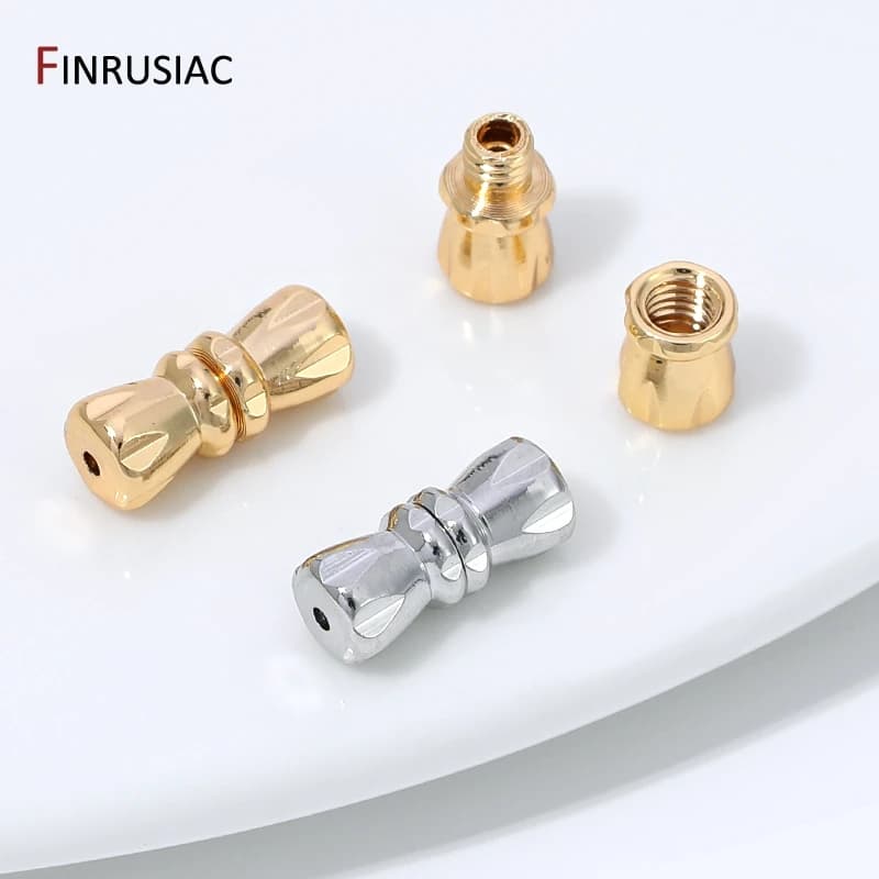 14K Gold Plated Brass Screw Clasps Closure Fastener Lock,Cord End Tip Connector Lock For DIY Jewelry Making Accessories