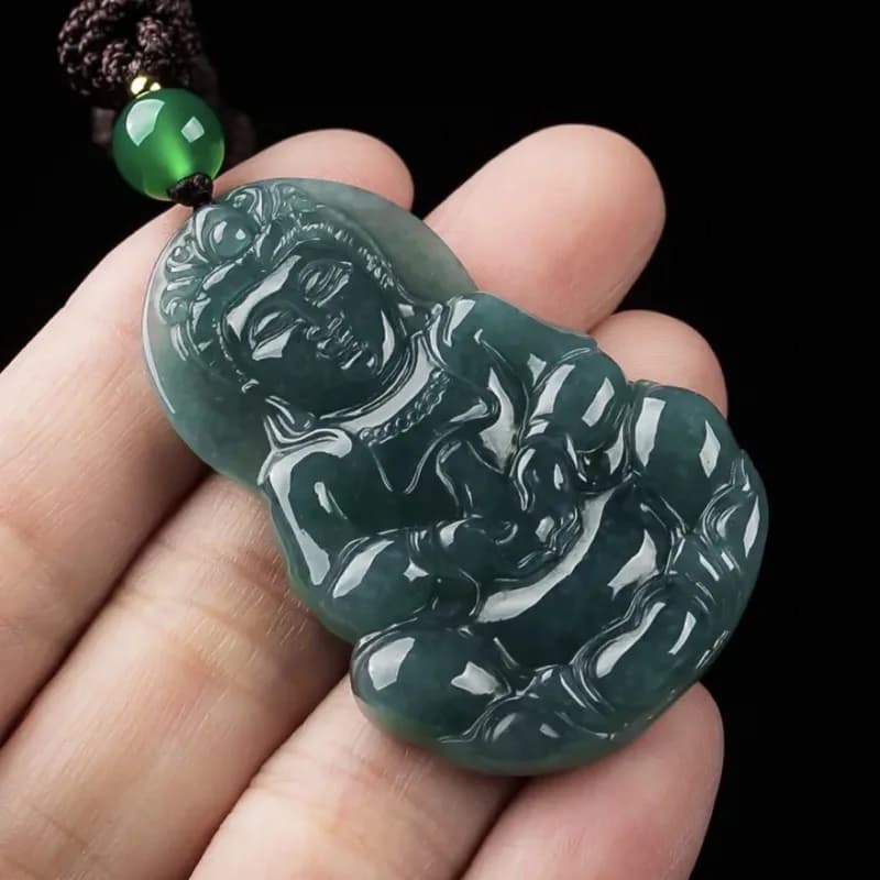 Genuine A-grade Guanyin Buddha , blue pendant for men and women, authentic jade jewelry
