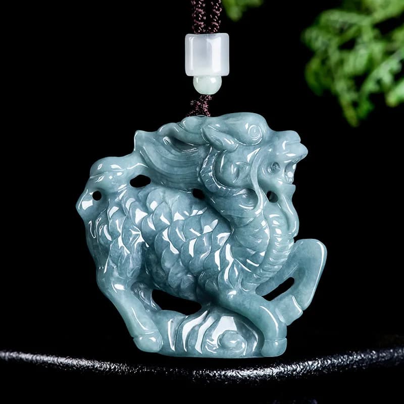 Burmese Jadeite Kylin Pendant Necklace Carved Amulet Burmese Jade Natural Gemstone Talismans Luxury Gifts for Women…
