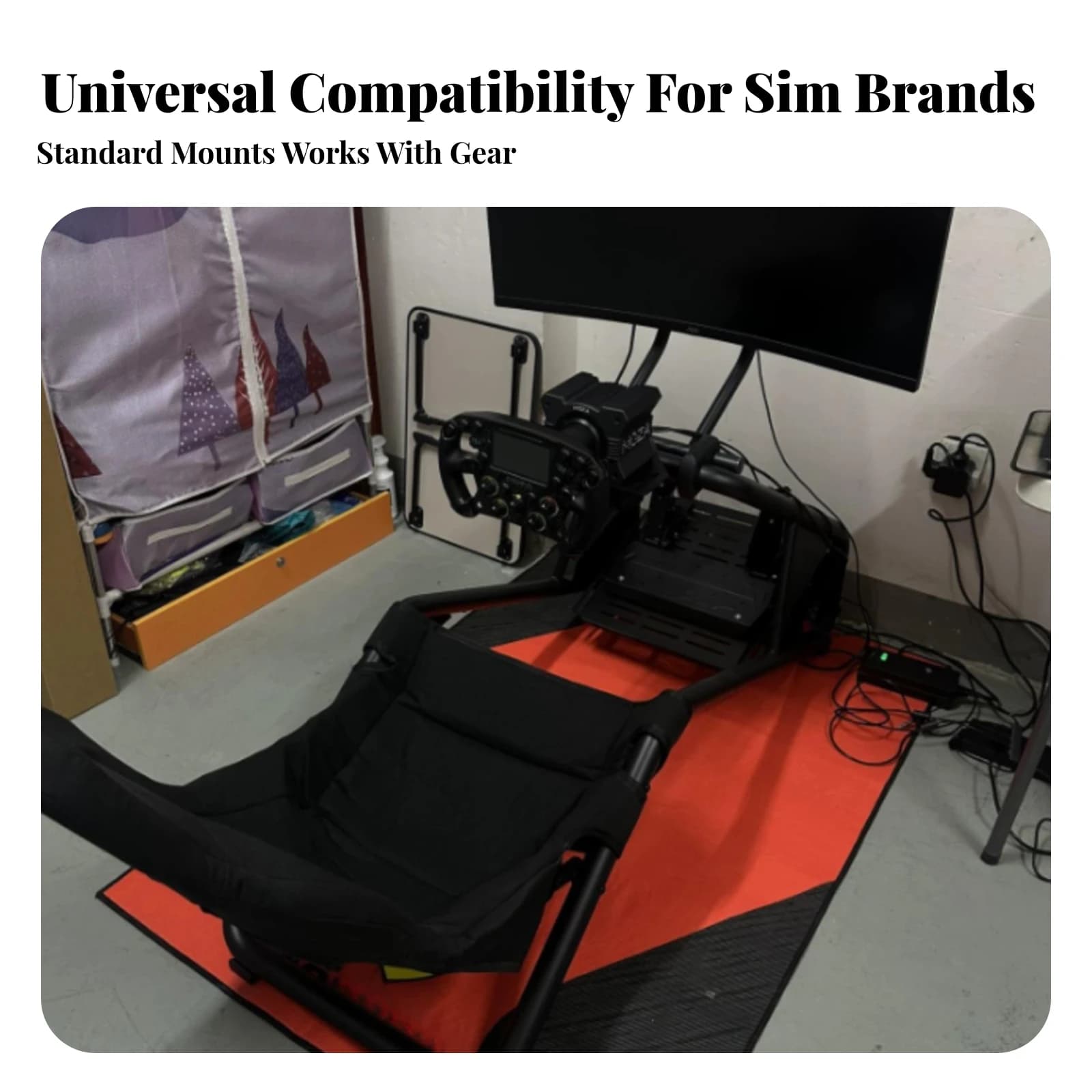 Racing Simulator Cockpit with Seat Universal Compatibility Racing Simulator Cockpit Driving Wheel Stand Ergonomic…