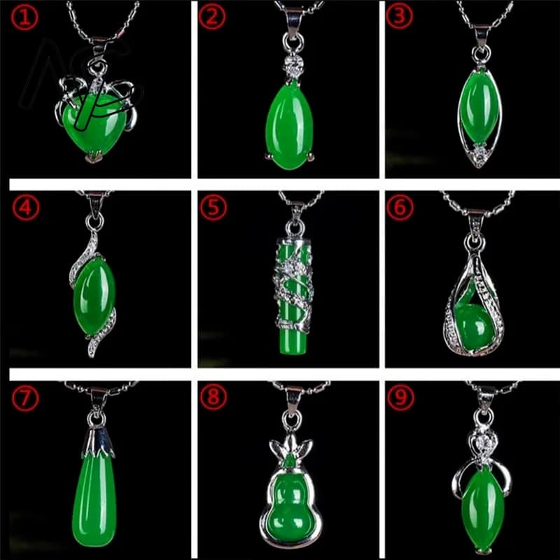 925 Silver Chinese Green Jade Water Drop Pendant Dragon Necklace Jadeite Amulet Fashion Jewelry Luck Gifts Women…