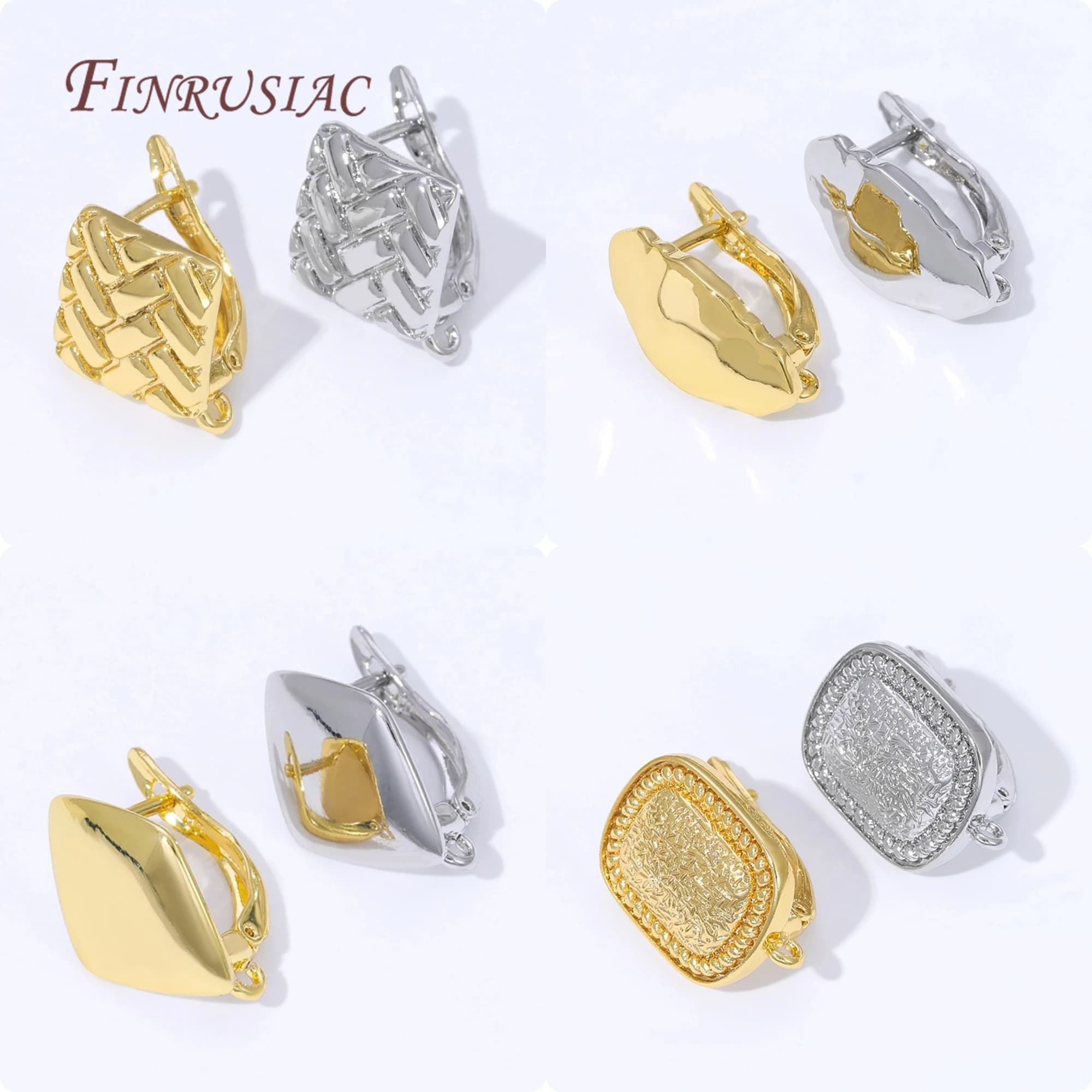 4 Styles Geometric Rhombus Square Leverback Earring Hooks 18K Gold Silver Plated French Ear Clasp DIY Earrings Jewelry…