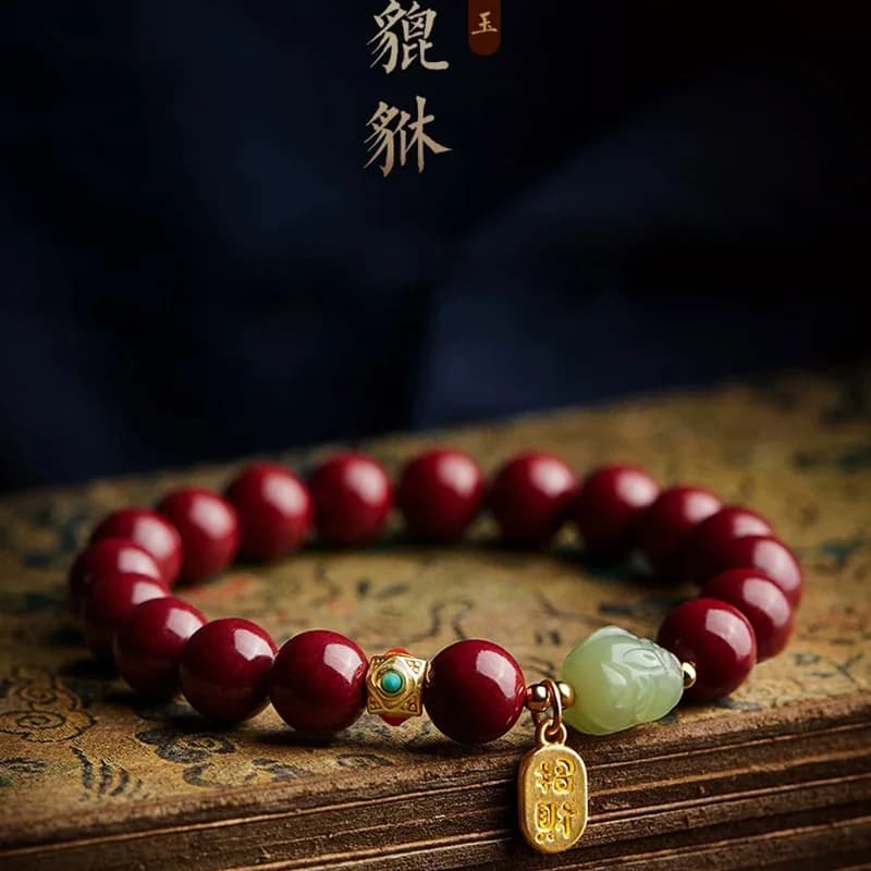 Customized Natural Red Organic Cinnabar Pixiu Bracelet Beads Accessories DIY Bangle Charm Jewellery Fashion Amulet…